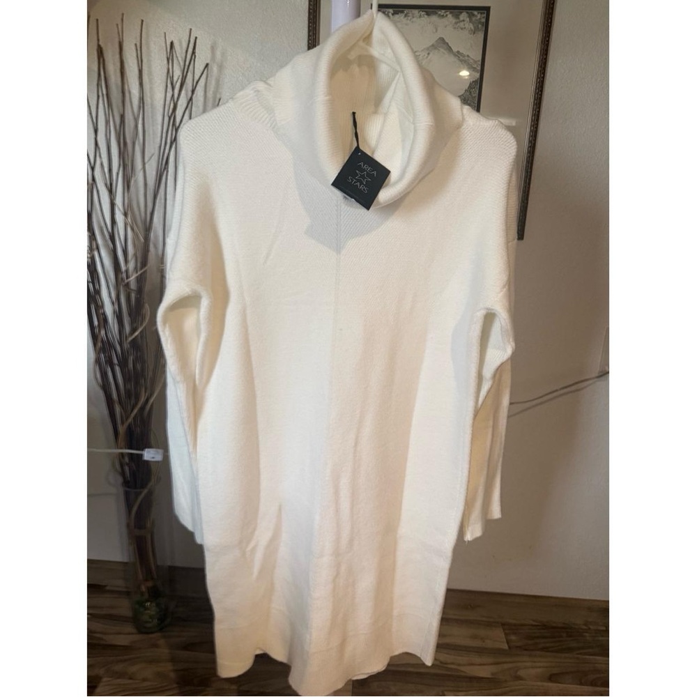 Roll Neck Sweater Dress-White